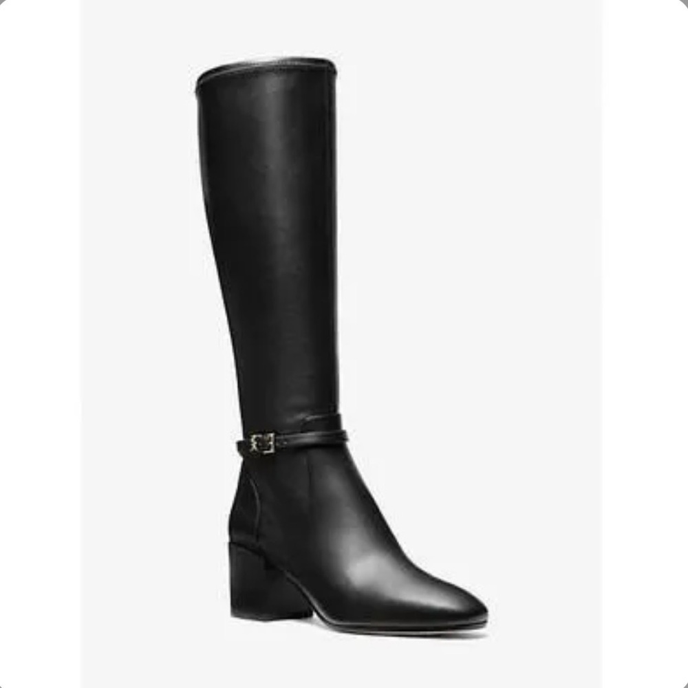 MSRP: $345 Michael Kors Ella Wide Calf Block Heel Boot Sz 6 Wide Calf